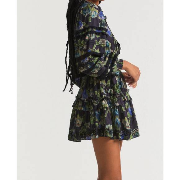 NEW LOVESHACKFANCY clarkie dress in deep blue trace - Picture 3 of 4